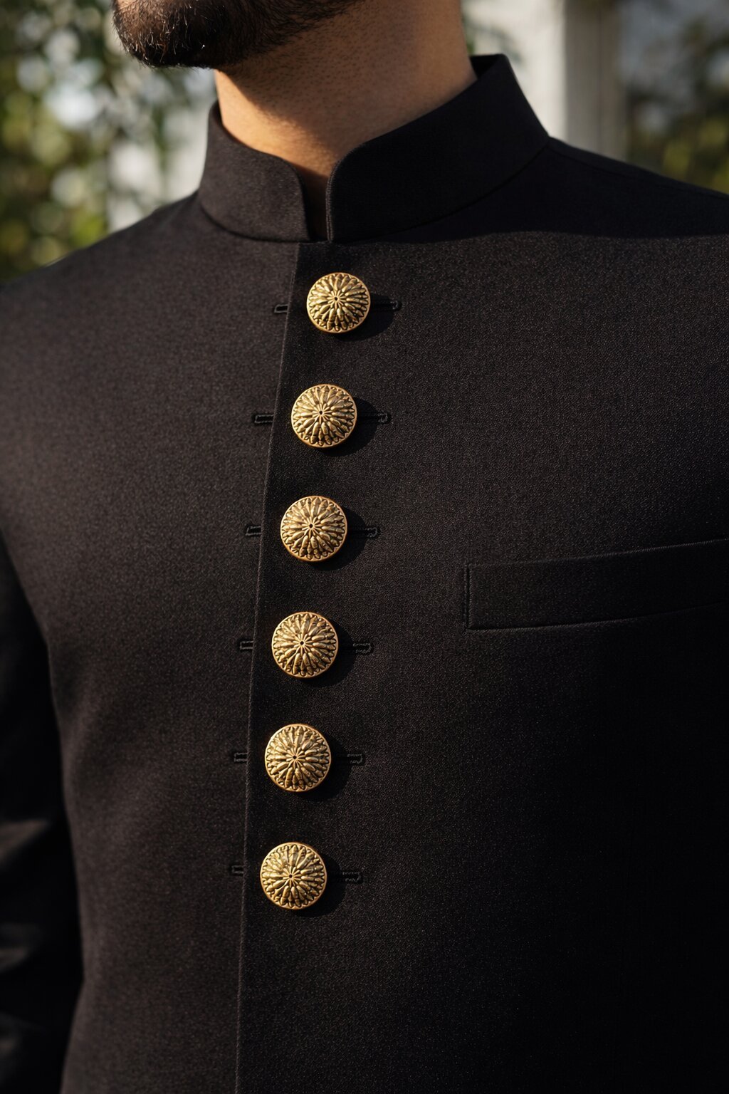 Vintage Floral Sunburst Ethnic Wear Button Gold Finish for Sherwani, Bandhgala and Blazer