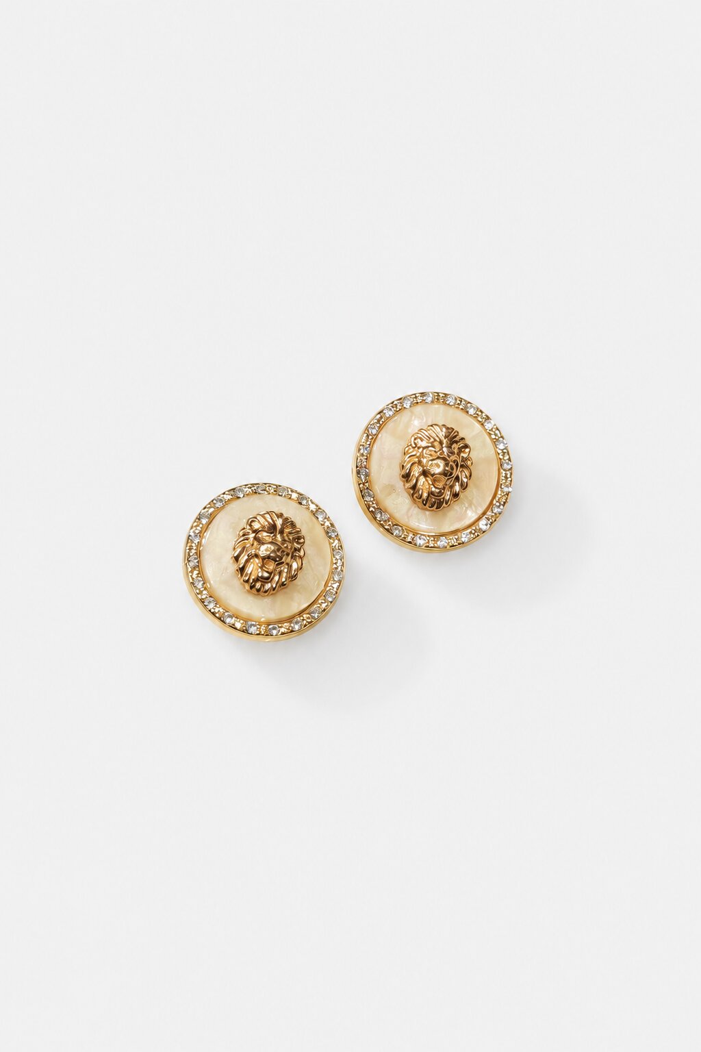 Luxury Lion Head Designer Button with Crystal Border and Pearl Finish for Ethnic Wear Garments