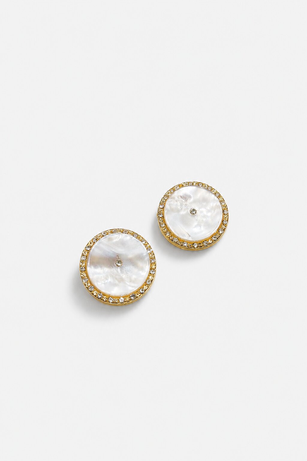 White Pearl Designer Button with Crystal Border and Gold Finish for Sherwani & Formal Wear