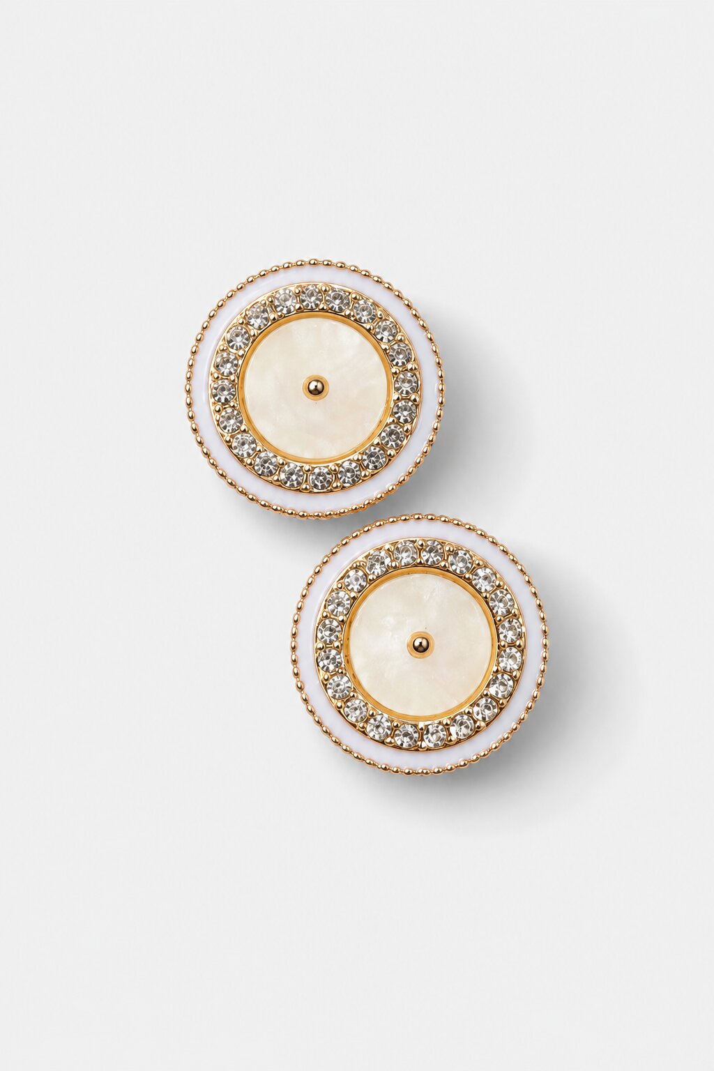 Luxury Pearl and Crystal Designer Button with Gold Rim for Sherwani, Blazer and Ethnic Wear
