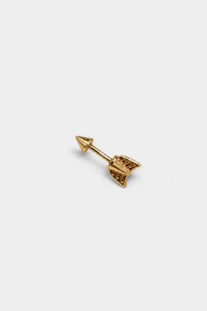Gold cupid arrow brooch with polished metallic finish and elegant design.