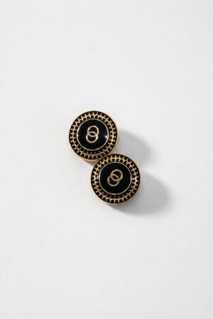 Black Enamel Interlocking Rings Ethnic Wear Button for Sherwani, Bandhgala and Blazer