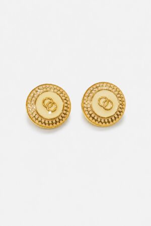 Gold Enamel Interlocking Rings Ethnic Wear Button for Sherwani, Bandhgala and Blazer