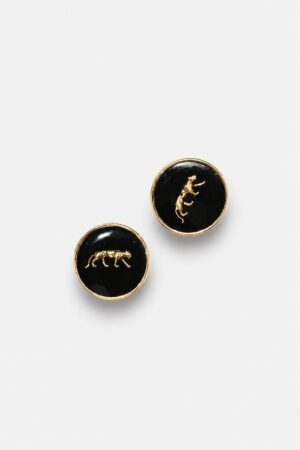 Black Enamel Panther Designer Ethnic Wear Button for Sherwani, Bandhgala and Blazer