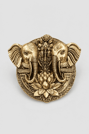 Royal Twin Elephant Lotus Heritage Wedding Brooch
