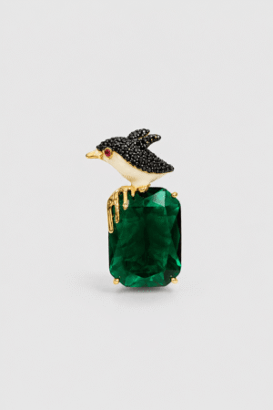 Luxury Emerald Hummingbird Crystal Brooch