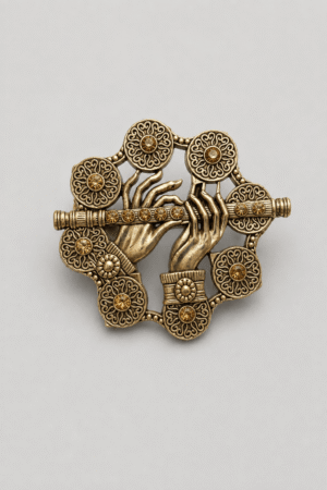 Royal Hands & Floral Medallion Heritage Wedding Brooch