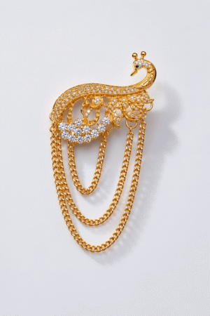 Royal Peacock Triple Chain Brooch
