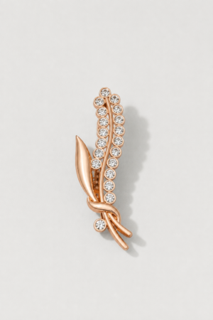Elegant Crystal Leaf Rose Gold Brooch