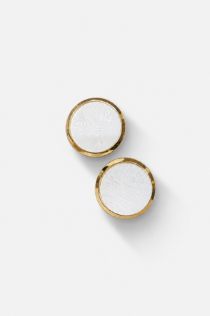 Ivory Floral Motif Gold Rim Ethnic Wear Button