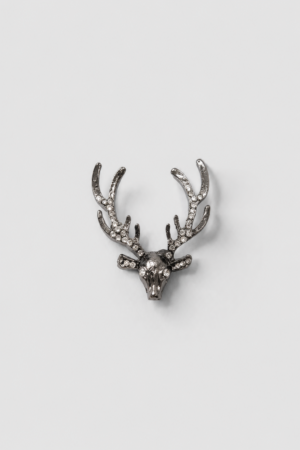 Elegant Silver Deer Crystal Brooch