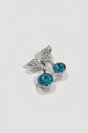 Elegant Blue Crystal Floral Brooch