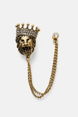 Royal Crown Lion Chain Brooch