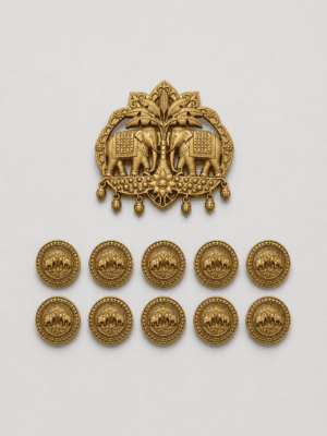 Royal Elephant Heritage Wedding Brooch & 10-Button Set 2