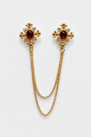 Royal Ruby Crest Chain Brooch