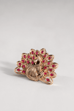 Royal Ruby Peacock Statement Stone Brooch