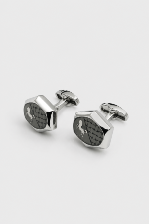 Silver Octagonal Horse Design Designer Cufflinks for Men